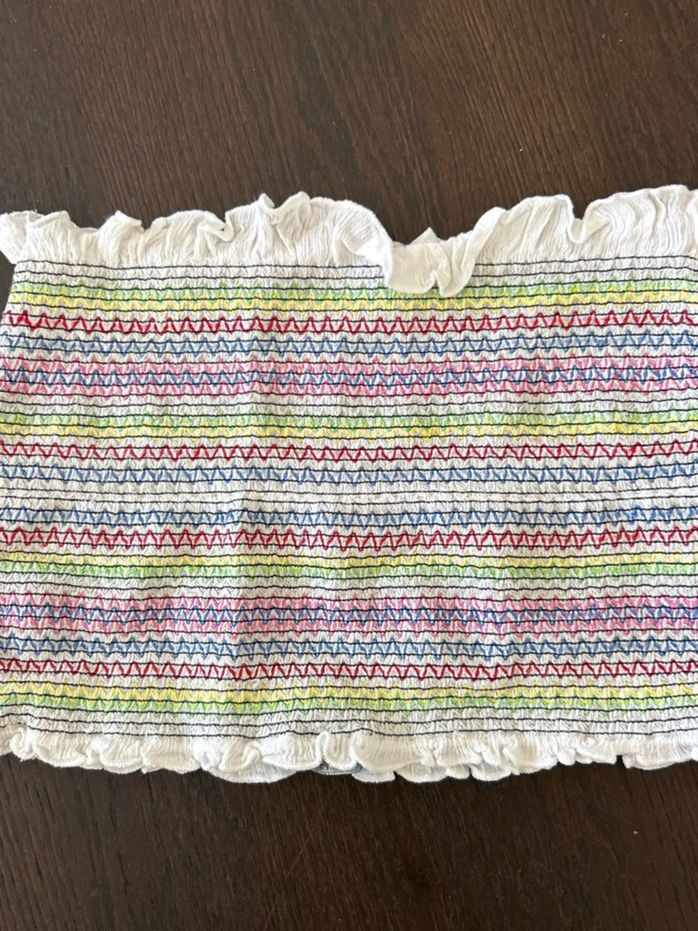 Girls White Smocked Rainbow Stripe Tube Top